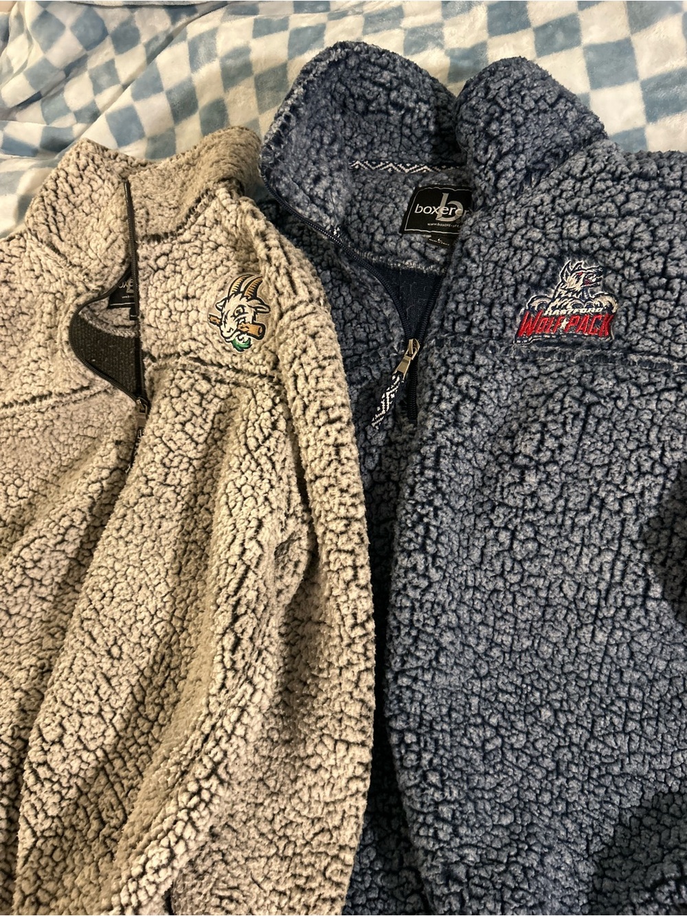 Bundle of Hartford Sports Teams Sherpa Fleece Pullovers - Beige & Navy